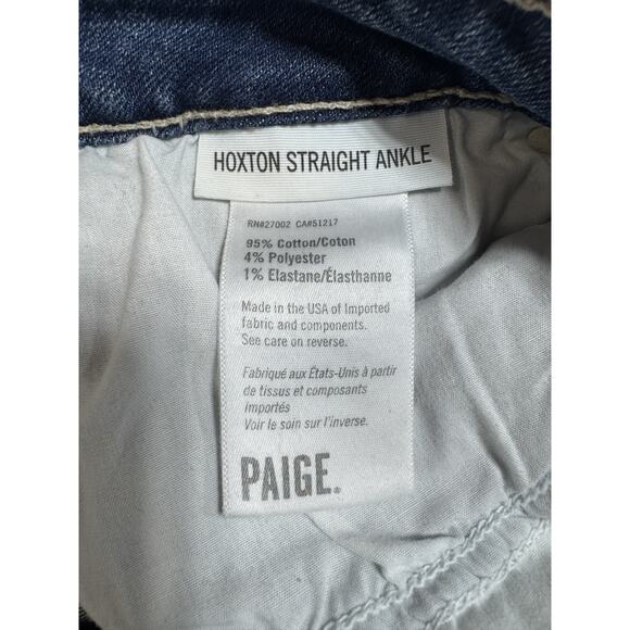 PAIGE HOXTON ANKLE FRAYED HEM WOMEN’S JEANS Sz 30x24 Destructed Mid Rise Stretch - Picture 4 of 10